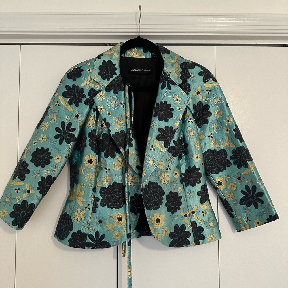 Dana Buchman Floral MultiColor Jacket Size 2 ~ EUC